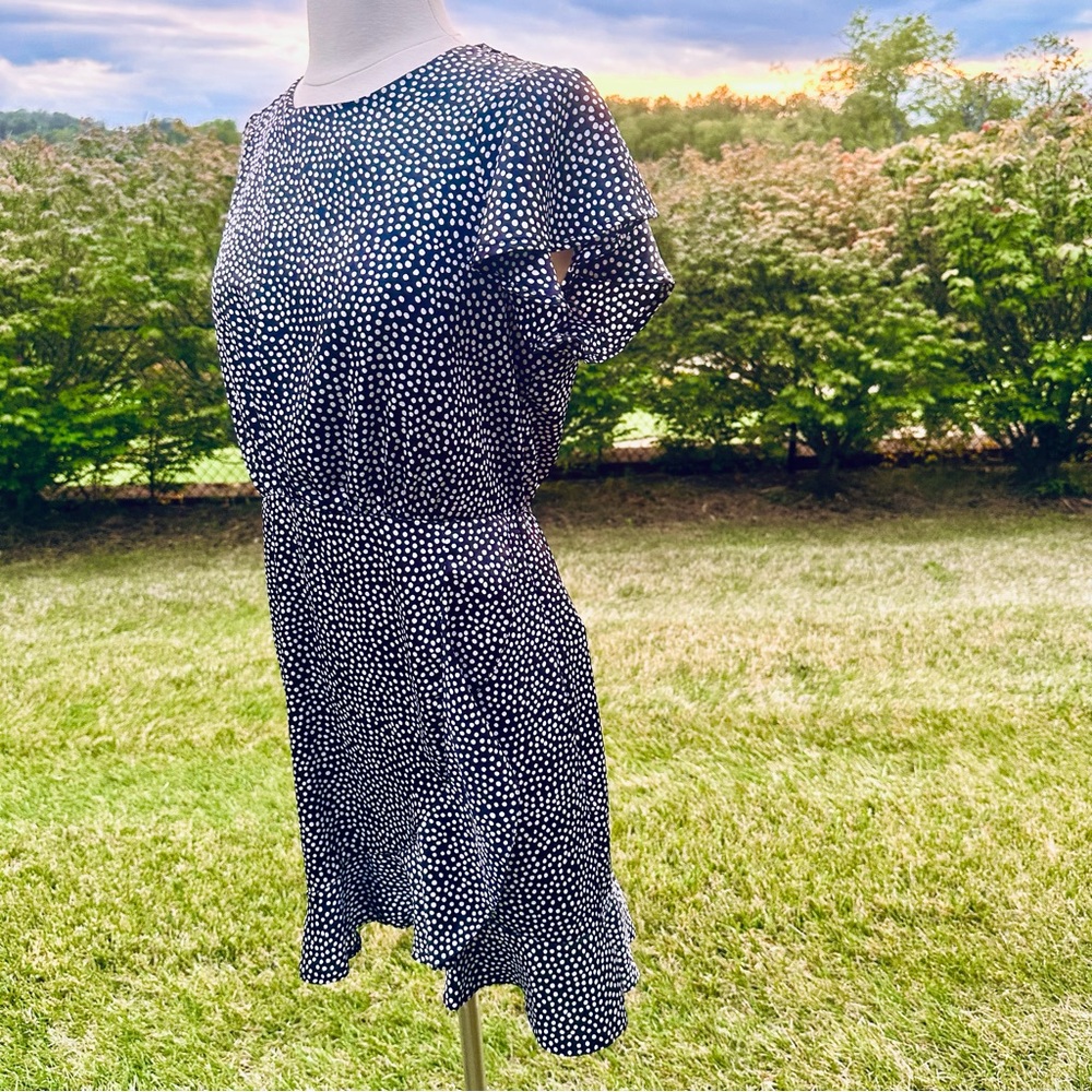 AX Paris Black Polka Dot Wrap Frill Mini Dress - Picture 10 of 16